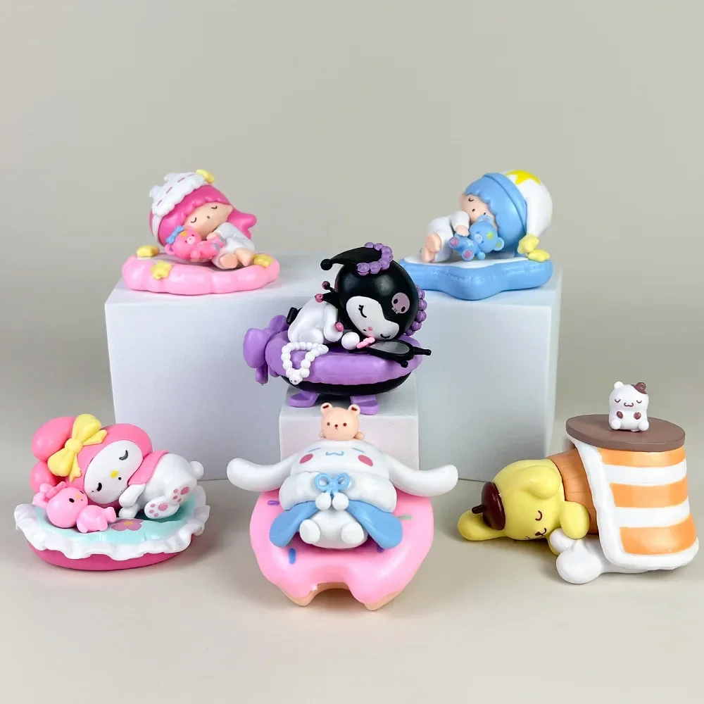 Sanrio Blind Box Sleep Safe Hello Kitty MyMelody Kuromi Pachacco pompurin juguete para niños, regalo de cumpleaños, decoración de Navidad