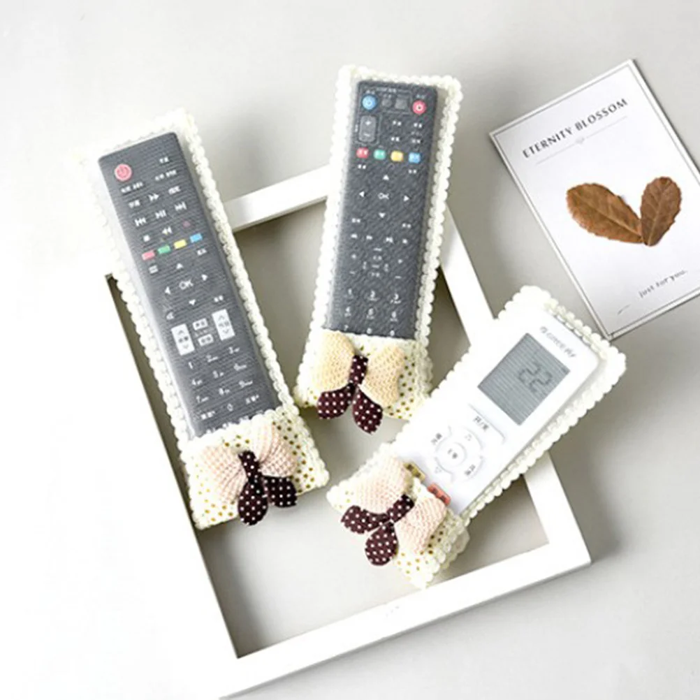 

1Pcs Large Size Beige Lace Cover Bow-Knot Pattern European Style Durable Protective Case Stain-Resistant Remote Control Sleeve