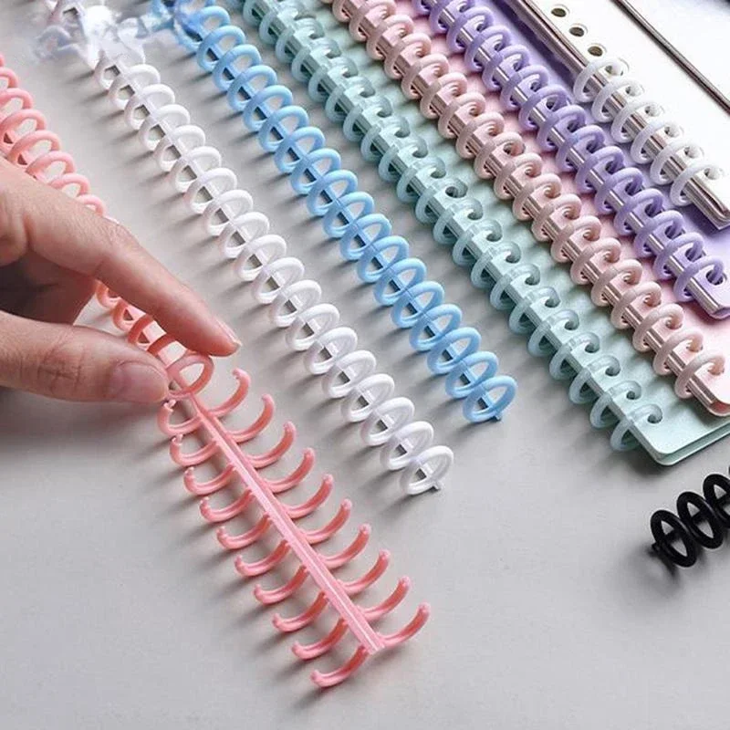 10pcs Loose-leaf Binding Ring Spiral Rings Plastic Binder Strip 30 Holes A4 Paper Notebook Stationery Office Supplies Binders