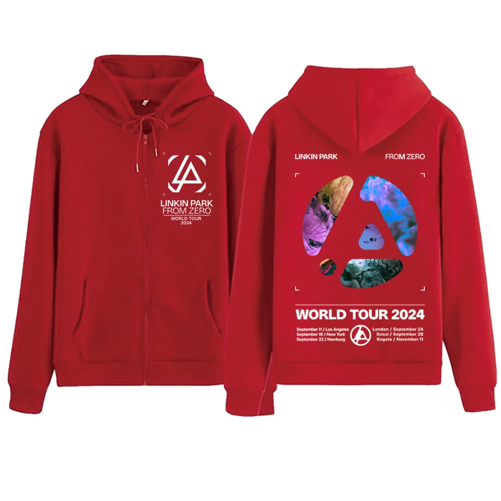 Linkin-Park From Zero World Tour Zipper Hoodie Harajuku Pullover Tops Sweatshirt Streetwear Fans Gift