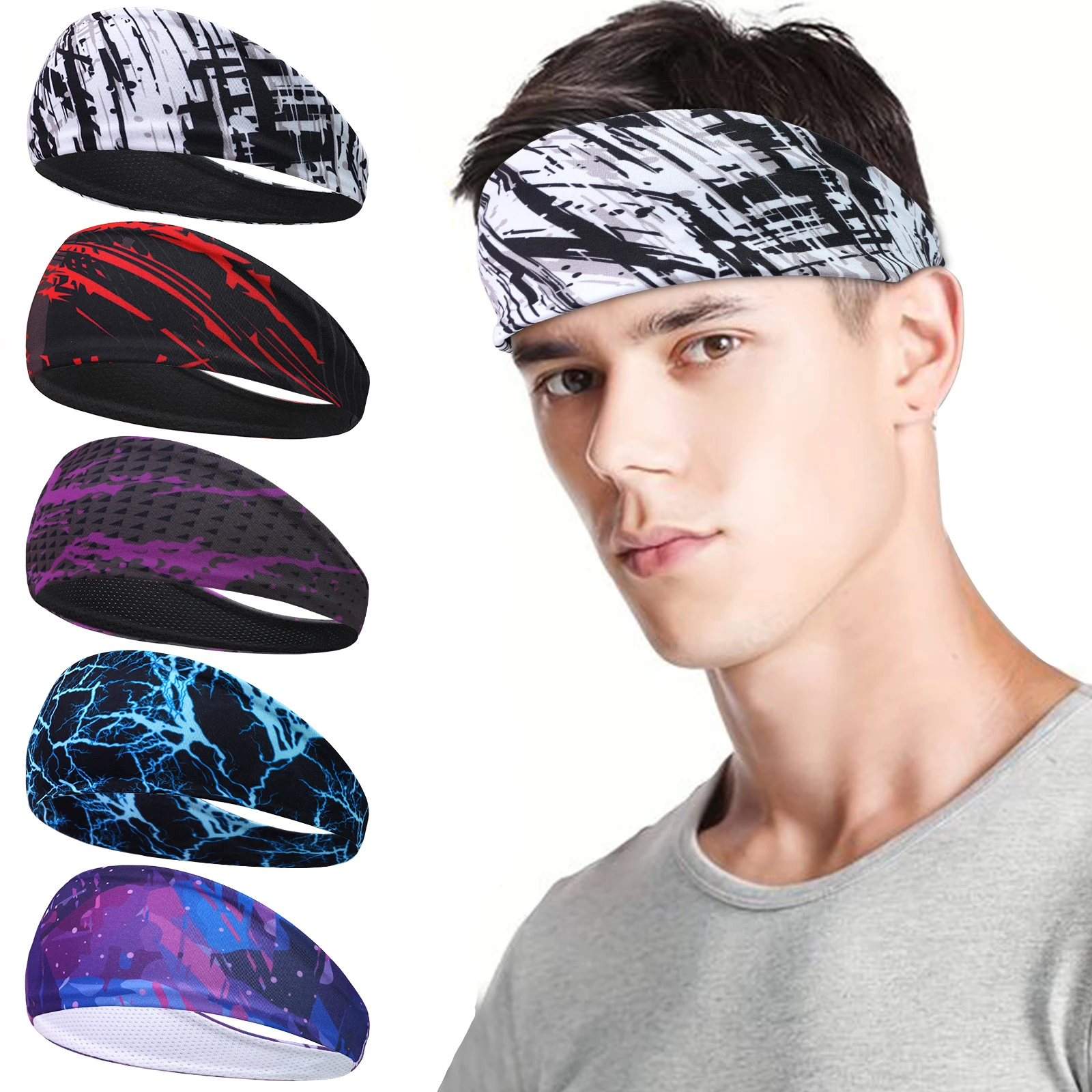 

Sweatband for Men Women Elastic Sport Hairbands Head Band Yoga Headbands Headwear Headwrap Sport Workout Hair Accessories