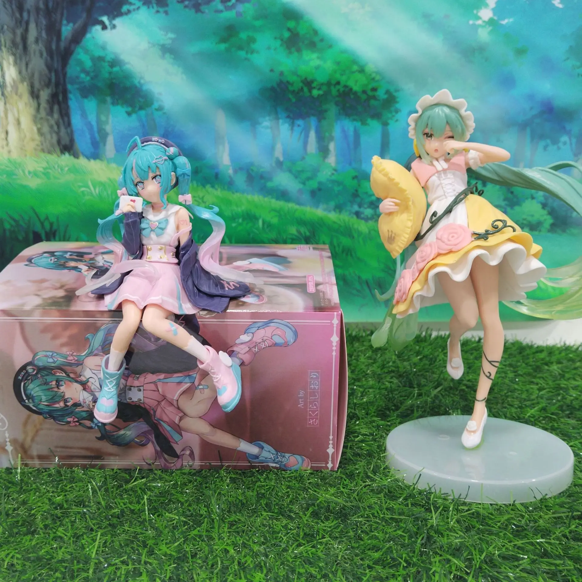 Hatsune Miku Figure Ornaments Car Chassis Sitting Ornaments Table Decoration Sleeping Beauty Doll Model Collection Toy Gift