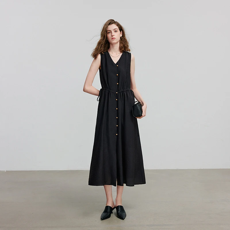 فستان TOYOUTH للسيدات 2025 فستان أسود صيفي جديد بياقة على شكل V وأكمام قصيرة 8529060