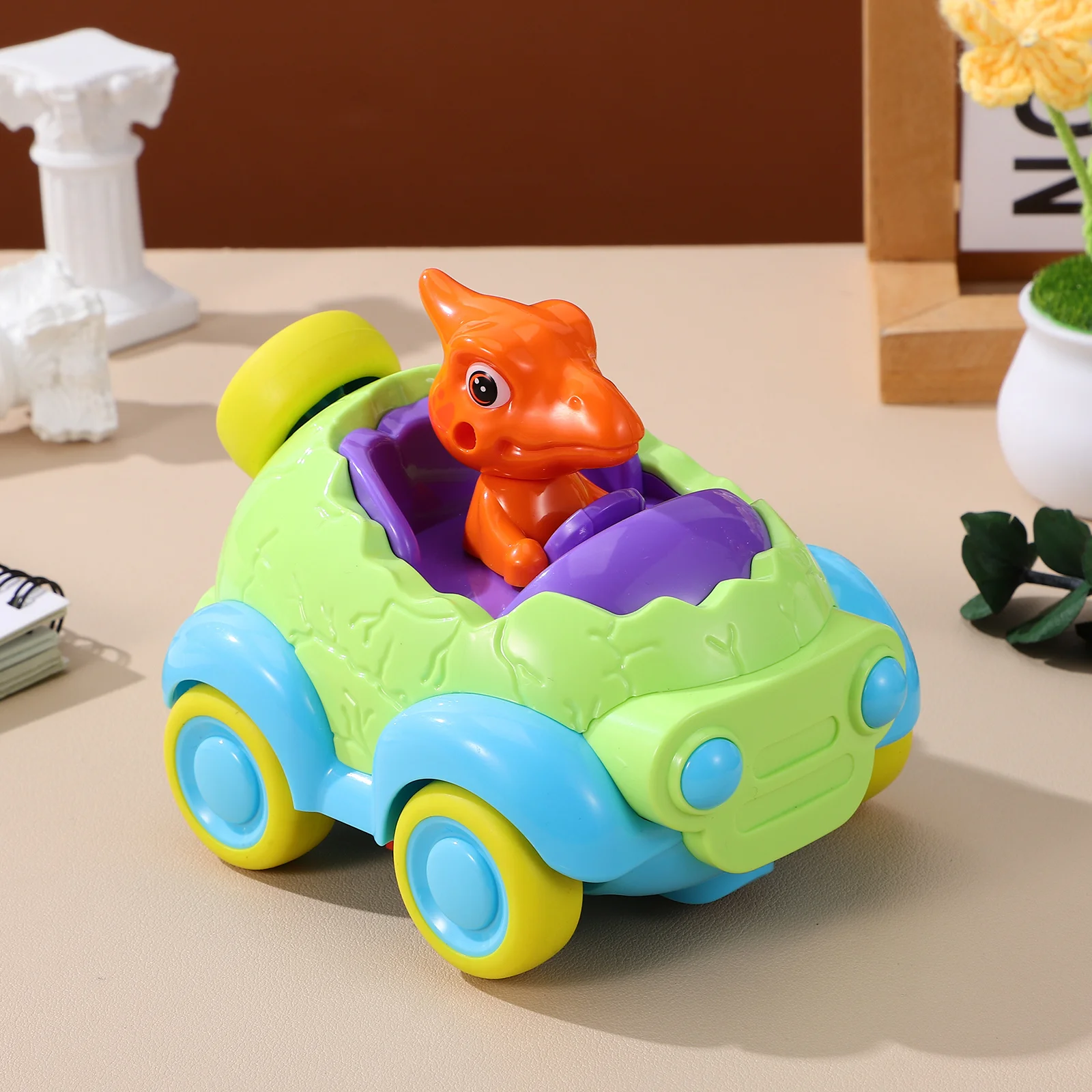 Zdalnie Sterowany Samochód Dinozaur Wyścigowy dla Dzieci ze Światłami Dźwiękami Kreskówkowy Design Zwierzęcy Wytrzymały Samochód RC dla Maluchów Prezent na Święta