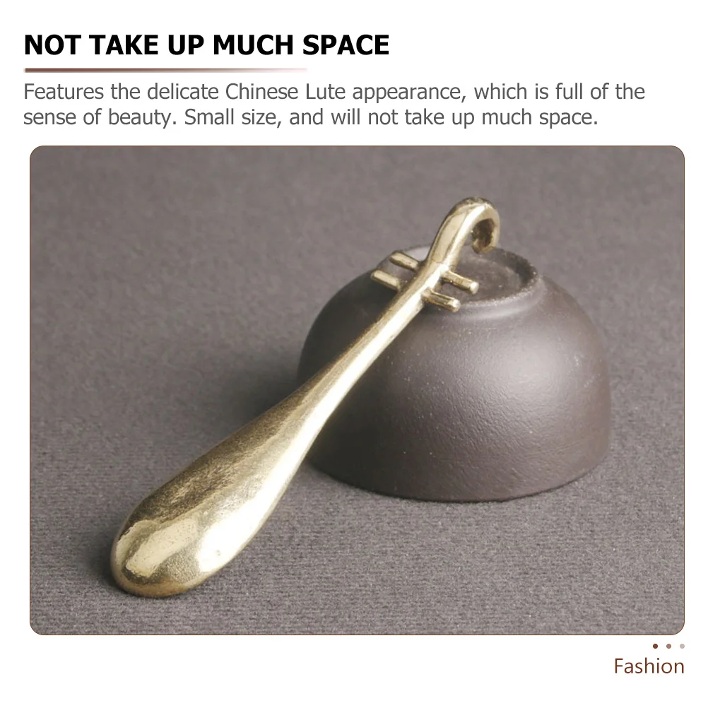 

Brass Miniature Lute Pipa Small Copper Ornament Decorative For Home Office Desktop Unique Retro Musical Instrument Exquisite