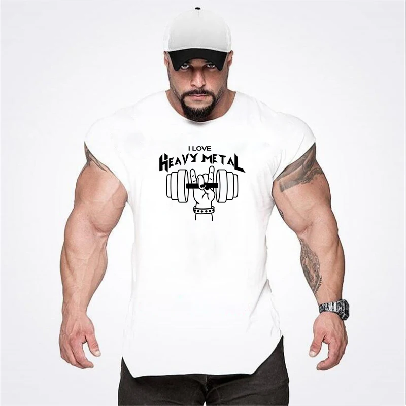 Estate cotone I Love Gym canotta uomo cotone Bodybuilding Fitness maglietta senza maniche abbigliamento da allenamento uomo abbigliamento sportivo