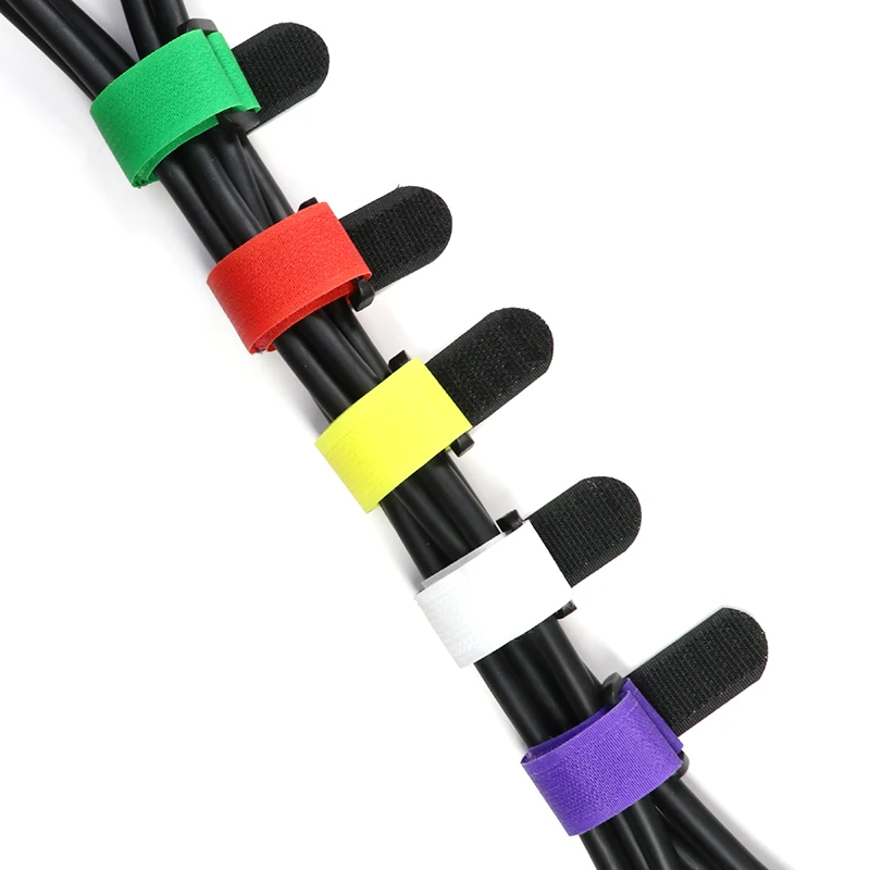 5pcs Releasable Cable Tie Reusable Nylon Zip Ties Adjustable Durable Wire Management Wrap for Home Office Cables Organizer
