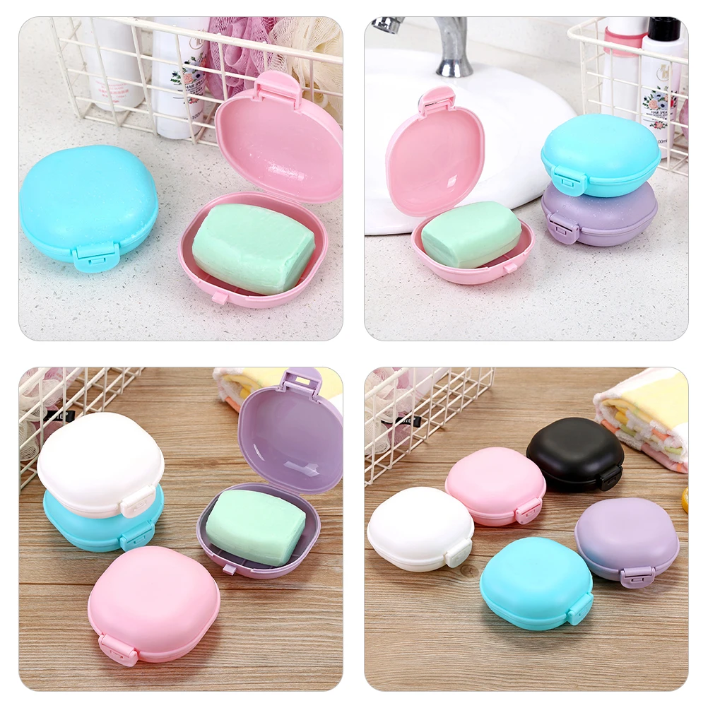 

5pcs Waterproof Box Portable Holder For Bathroom Kitchen Shower Travel Pp Material Anti-Slip Rustproof Soap Container