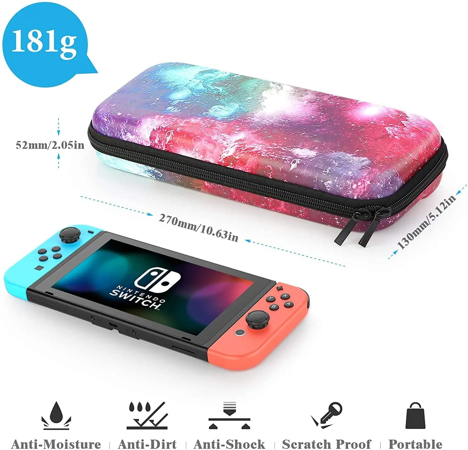 Heystop caso de transporte para nintendo switch capa protetora saco armazenamento do plutônio gradiente para interruptor oled viagem portátil bolsa