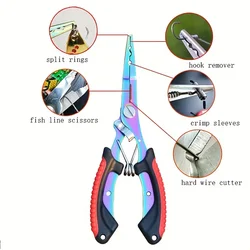 1pcMulti-Functional Fishing Pliers & Gripper - Stainless Steel Hooks, Cutters & Sheath - Lanyard Included!