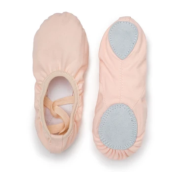 USHINE-zapatos de Ballet de lona para niña, zapatillas de baile de Ballet para Yoga, suela plana suave, zapatos de bailarina para práctica