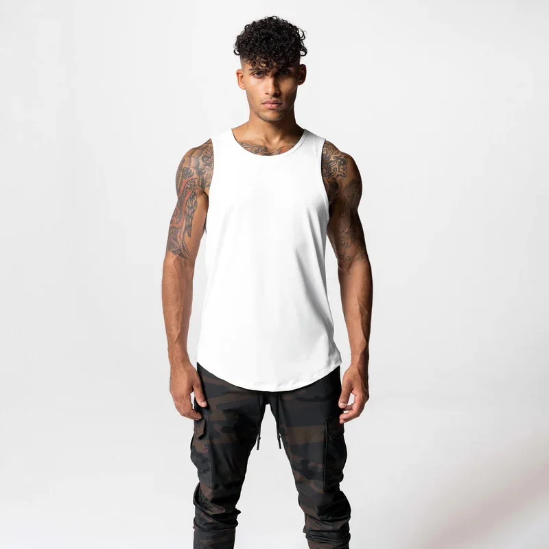 MRMT 2024 High Street Men's Tank Top Curved Hem Brand New Hip Hop Men Pure Cotton Solid Color Sleeveless Vest Man Vests Tops