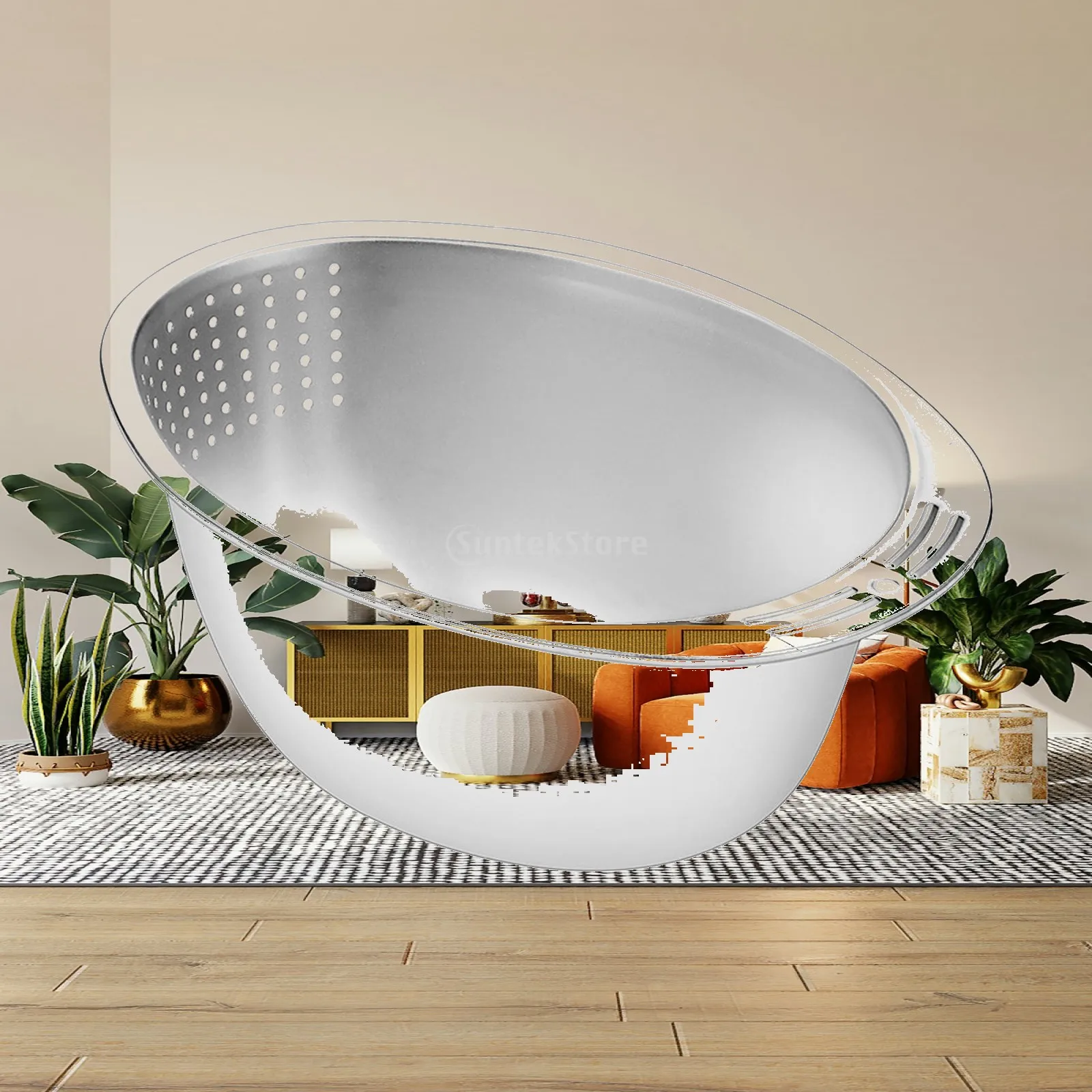Home Portable Practical Rice Washing Bowl with Strainer for Rice Beans Peas