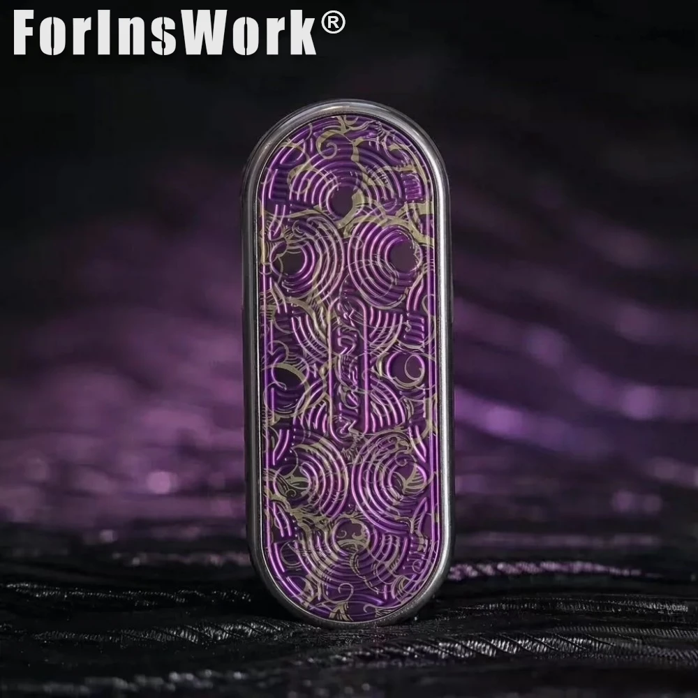 DLedc Mingyin Titanium Color Carving Tri-syllable Brass Musical Track Slider Quick-release Metal Texture Fidget Toy