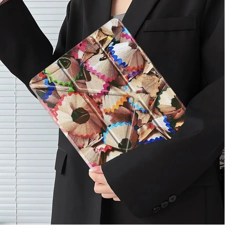 

Colored Pencil Shaving Fashion Holder Cover Tablet Case For iPad Pro 11th 10th 9th 8th 7th 12.9inch Mini 6 7 Air 4 5 M3 M2 1 2