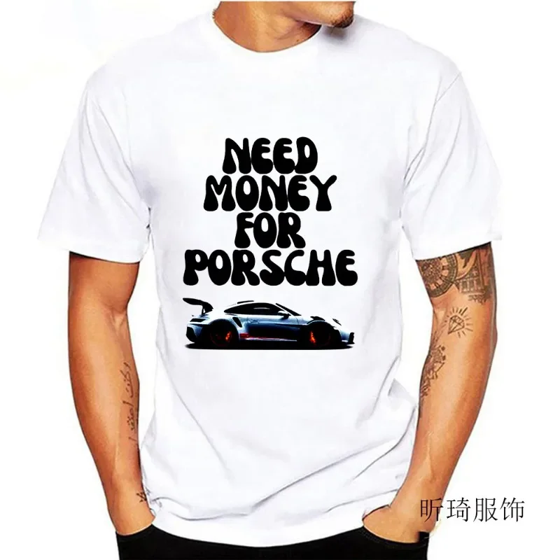 New Need Money Letter Cartoon Car Printed Cotton T-shirt Men's Round Neck Short-sleeved Top Streetwear  Graphic T Shirts