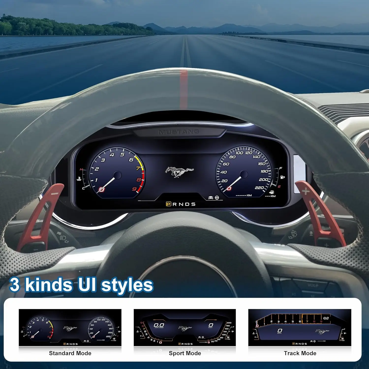 

For Ford Mustang Cluster Dashboard 2015-2021 Carplay Speedometer IPS instrument panel digital instrument