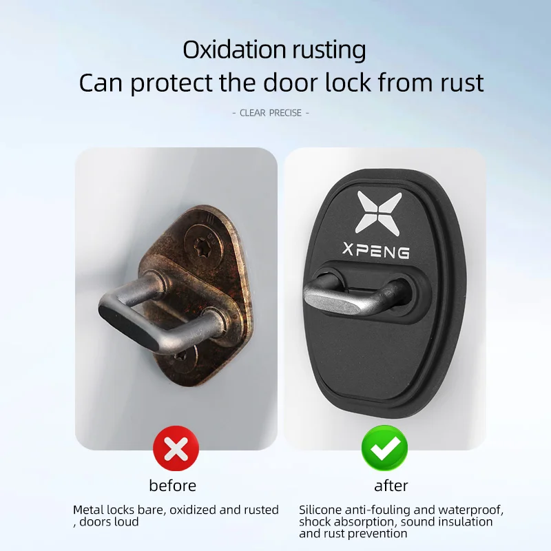 Silicone Door Lock Buckle Cover For Xpeng G6 G9 P7 P5 G3 X9, Car Door Latch Protector, Anti-rust Shock Absorption Pad 4Pcs - view 4