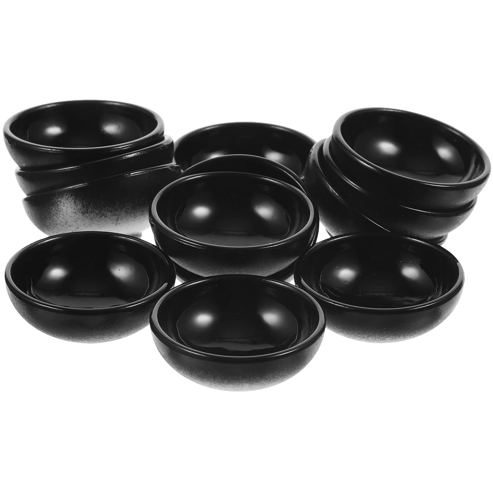 

12 Pcs Saucers and Bowls 12pcs Black Toy Dollhouse Toys Trifle Plastic Mini Miniature for Dolls Dessert