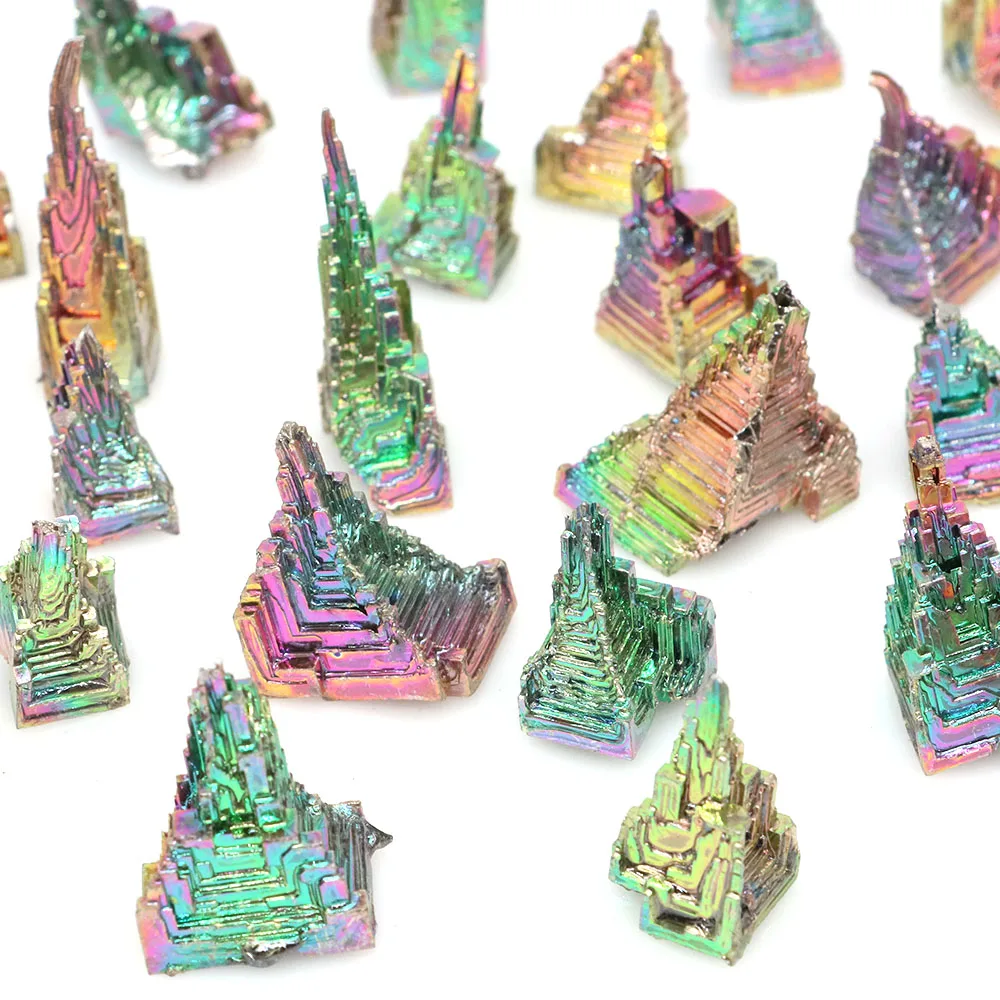 Natural Bismuth Tower Metal Mineral Pyramid Stones Reiki Healing Crystals Meditation Witchcraft Gems Collection Home Decor Gifts