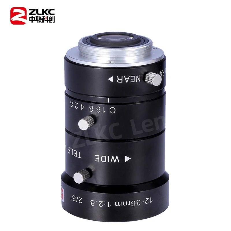 ZLKC 12-36mm Varifocal Lens 3.0Megapixel C Mount Zoom 2/3 Inch FA Machine Vision CCTV F1.4 Manual Iris Lenses 3MP Low Distortion