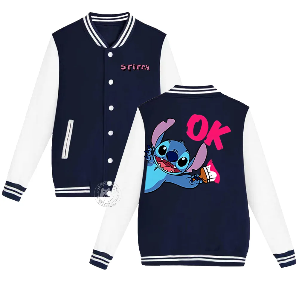 

Kids Disney Stitch Graffiti Print Fall/Winter Baseball uniforms for students ages 2-14 Boys Girls Padded warm jacket coats