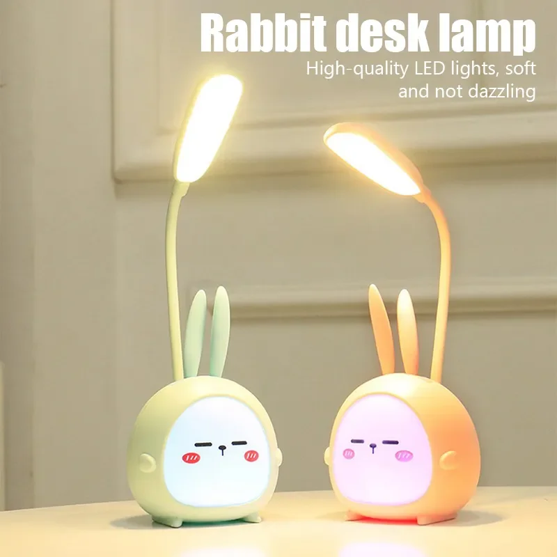 

Cute Cartoon LED Desk Lamp USB Recharge Eye Protective Colorful Night Light For Student Study Reading Book Bedroom Bedside Lamp