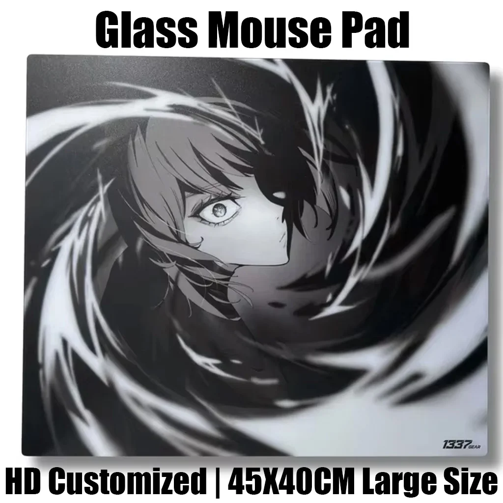 YUME Cartoon Glass Mouse Pad Japan Anime Etched Office Desktop Mat E-sports Game FPS Specific Glass Mousepad Game Accessories