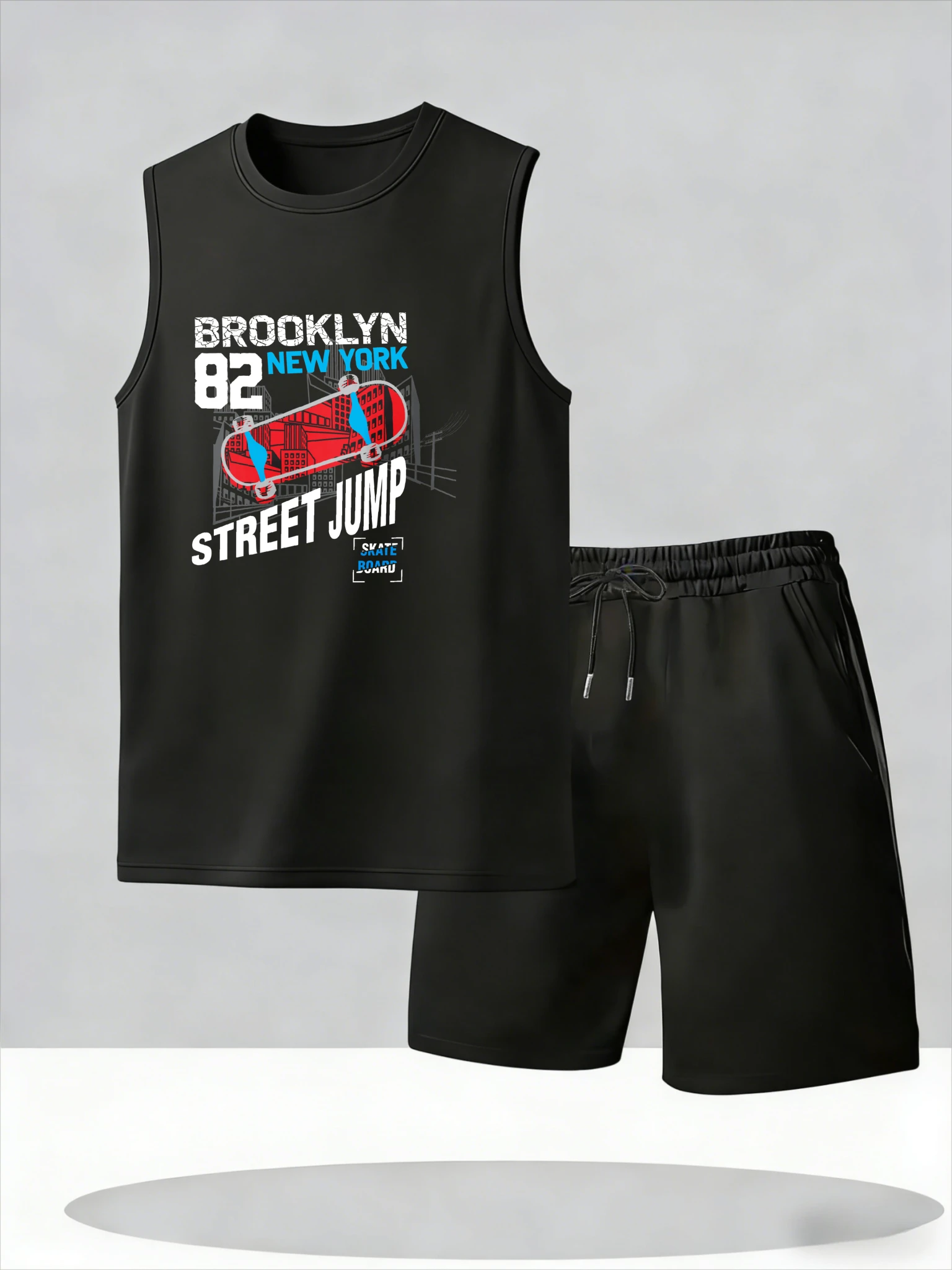 

Men's Tank Top Sets 2026 Summer Thin Quick Dry crewneck oversize beach clothing set running outfits two piece Breathable seaside