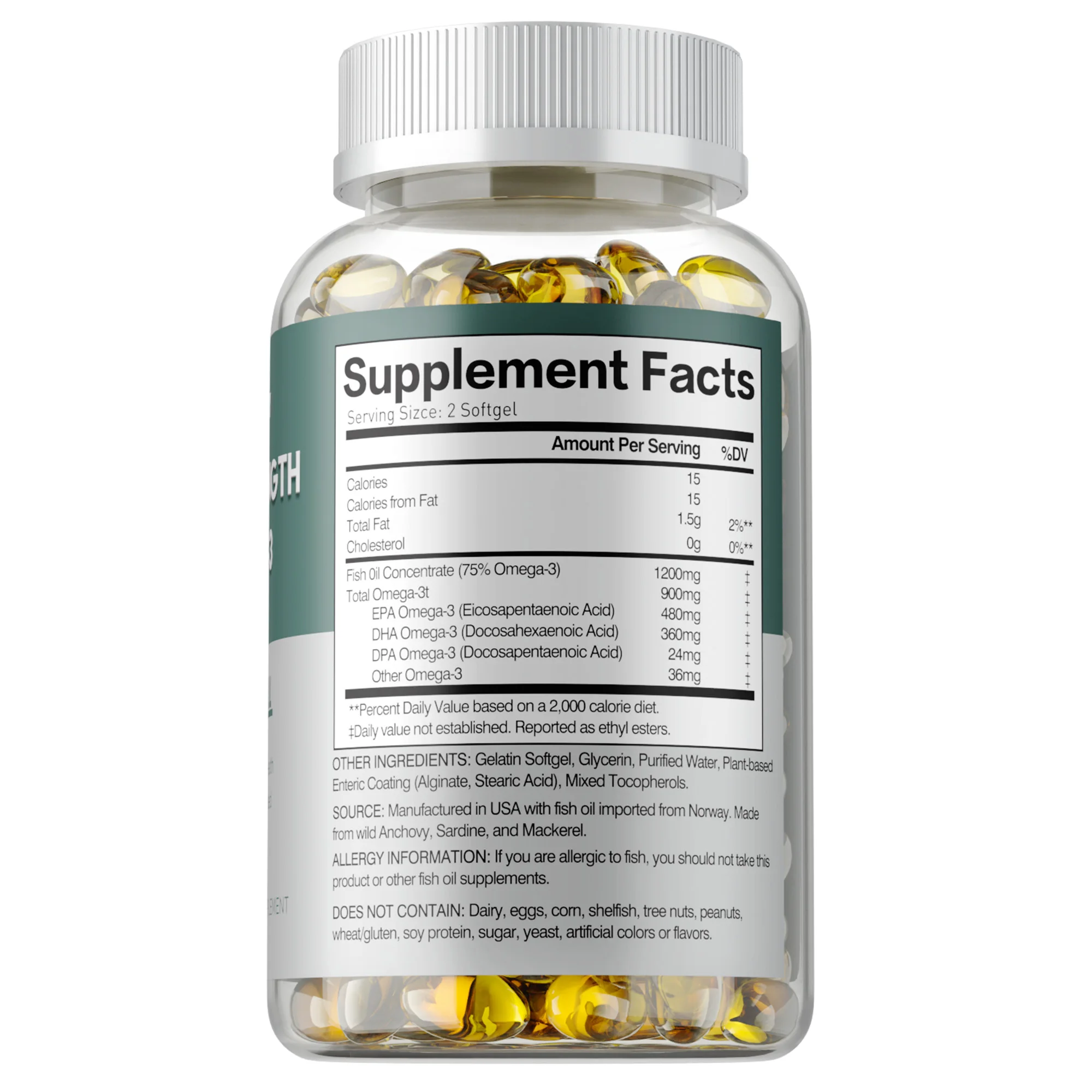 オメガ 3 魚油 - 抗酸化作用、ストレス軽減、知能向上、認知機能、目の健康、皮膚の健康をサポート、自然エネルギーを高める