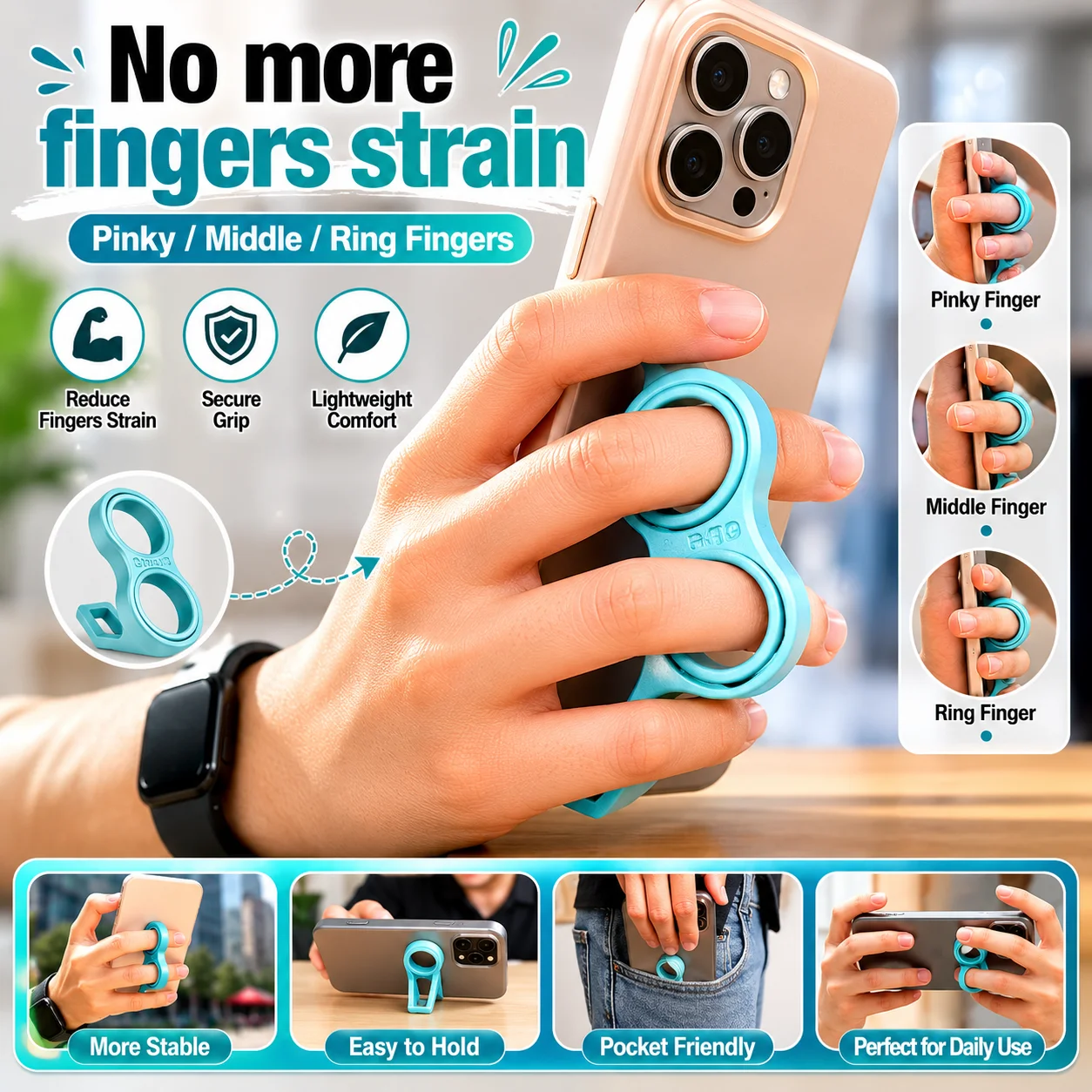 

Multi functional ergonomic phone holder, integrated toy holder for easy decompression, effortless and effortless