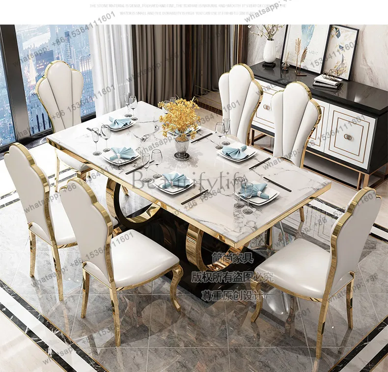Light luxury modern simple marble dining table size rectangular household