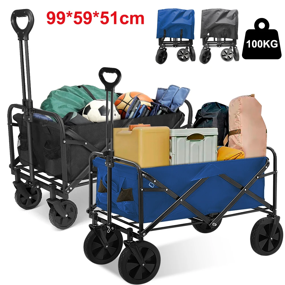 Carro plegable para acampar, carrito de Picnic con ruedas para jardín, carro de gran capacidad, carritos para camper con ruedas de 8 pulgadas