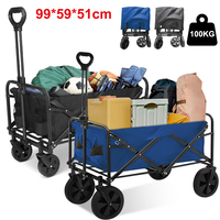 Folding Camping Cart Picnic Trolley Wheeled Garden Cart ,Large Capacity Cart Camper Trolleys With 8inch wheels