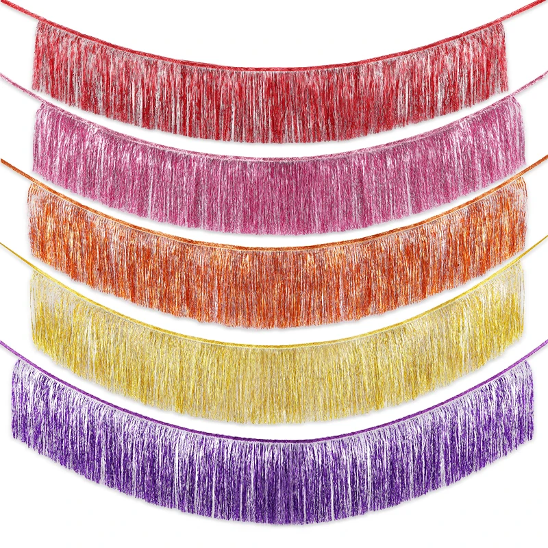 1.5M Glitter Tassels Fringe Banner Raincurtain Tassel Pulling Banner Birthday Party Wedding Decoration Home Wall Background Deco