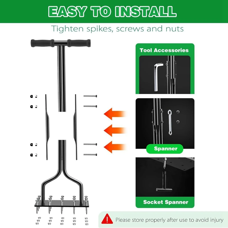 Lawn Aerator Nail Hand Tool, Garden Grass Aeration Tool Manual Air Aerator,Scarifier For Lawn, Loose Soil