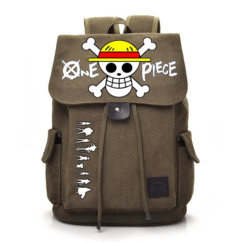 ONE PIECE Cartoon Anime Canvas Casual Student School Bag Male Retro Printing Large Capacity Campus Backpack Travel Out