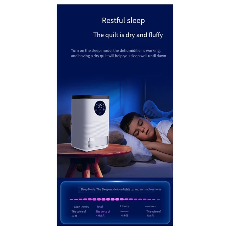 AT02-Dehumidifier For Bedroom,Dehumidifiers For Home With Auto Shut Off, Small Portable Dehumidifier For RV,Closet,EU Plug