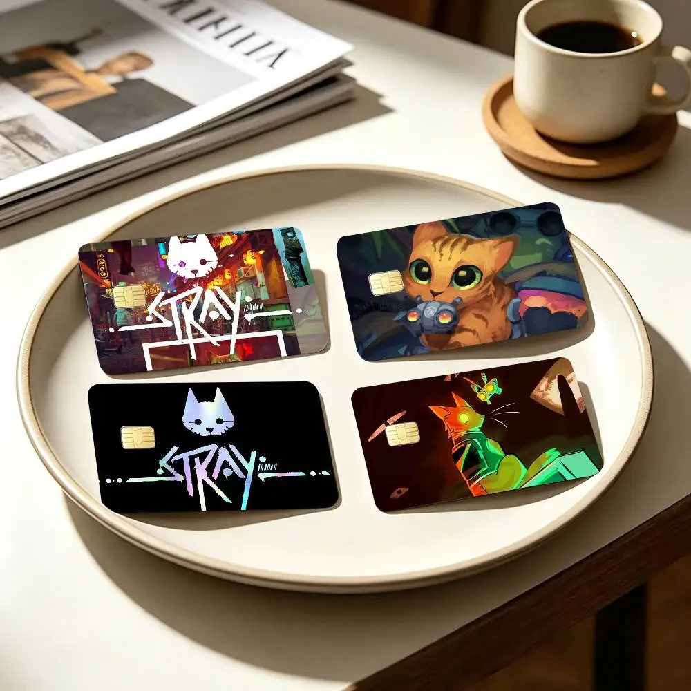 Cyberpunk Game S-Stray C-Cat   4pcs 1Set Card Stickers Small Waterproof Chip 4PCS Card Sticker Anti-Scratch