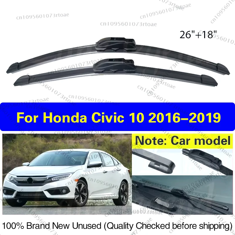 

2pcs For Honda Civic 10 Gen FC FC1 FC2 FC5 2016 2017 2018 2019 Front Wiper Blades Brushes Cutter Accessories U J Hook 26"+18"