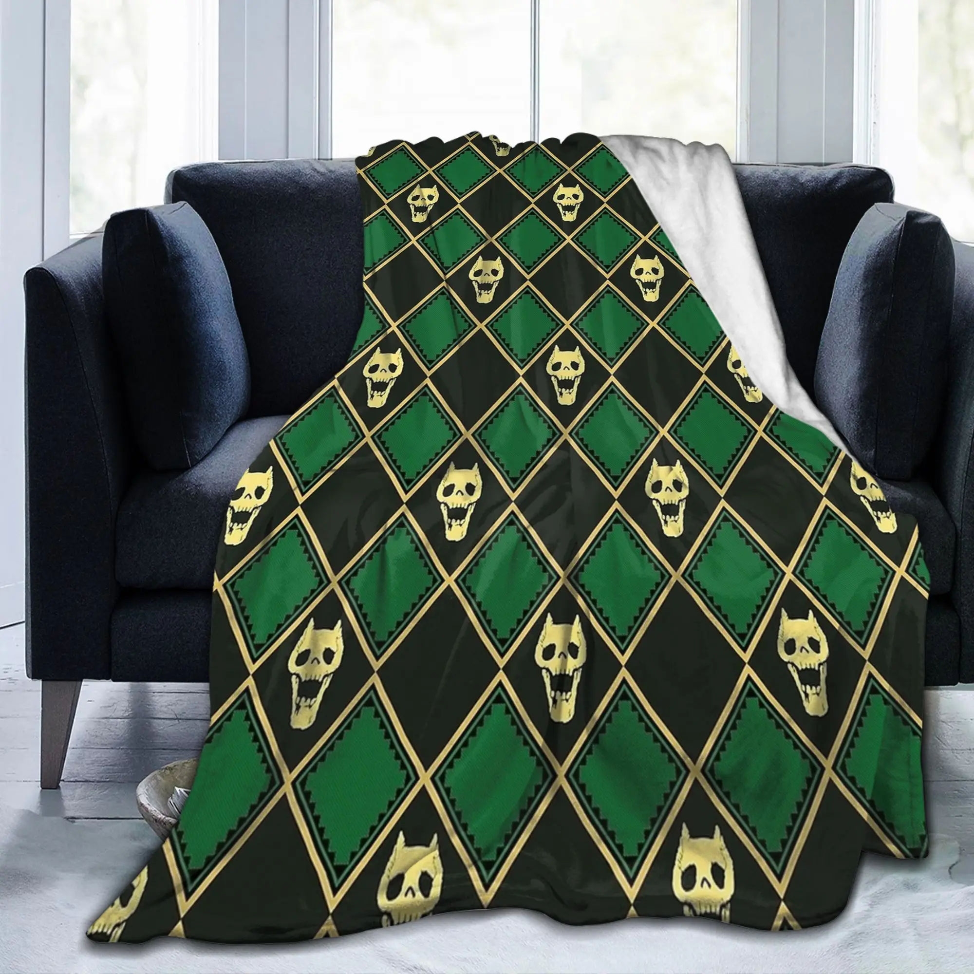 JOJOs Bizarre Adventure Plush Blanket Japanese Argyle Check Customized Throw Blanket for Home Hotel Sofa  200x150cm Rug Piece