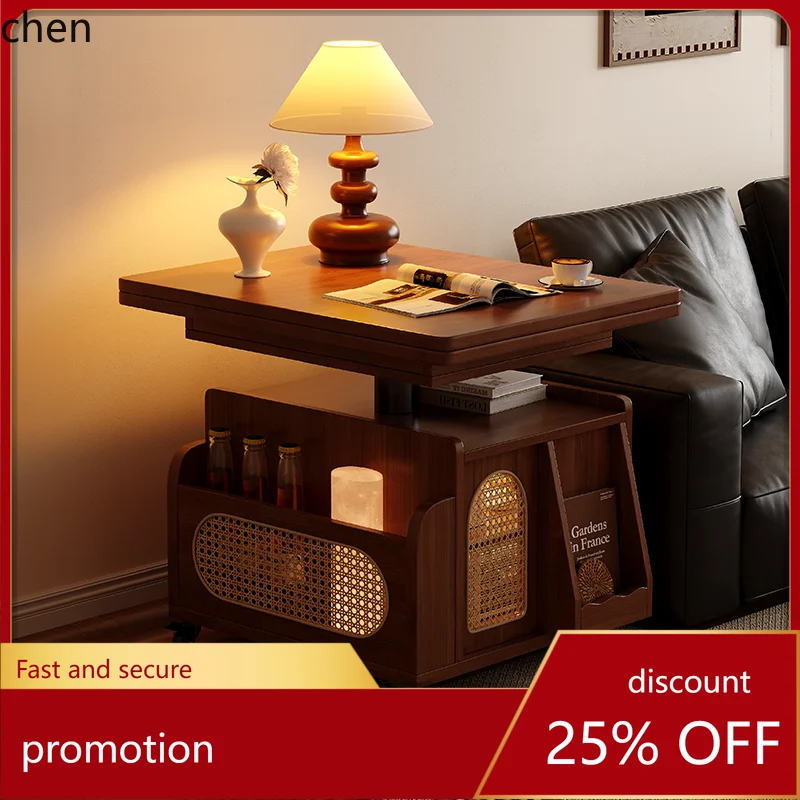 

CZ New Adjustable Coffee Table Multifunctional Mobile Cart Living Room Side Table Movable Foldable Dining Table
