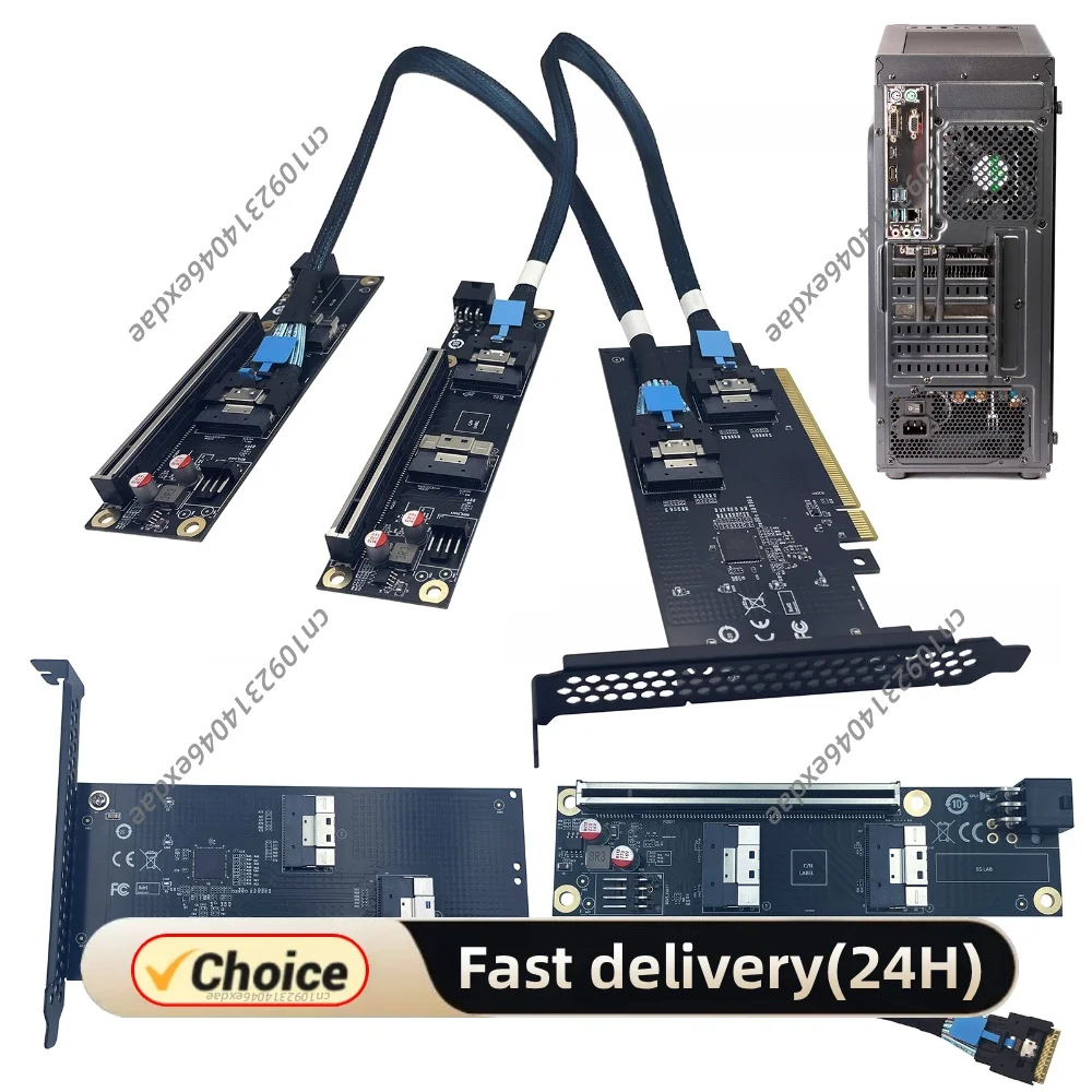 PCIe To SlimSAS Riser 24Gb/s Transfer GPU Expansion Card Heat Dissipation Design Anti-Interference SAS Cable for External GPU