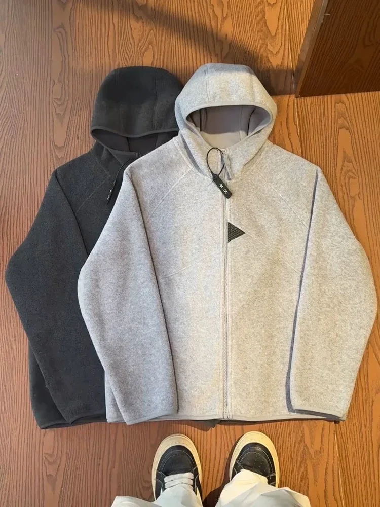 

Мужской осенне-зимний универсальный кардиган-толстовка с капюшоном в американском стиле, с декоративными элементами, на флисе