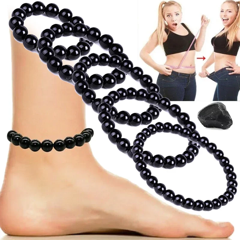 Zwart Obsidiaan Natuursteen Armband Vetverlichting Bevorderen Bloedcirculatie Anti Angst Gewichtsverlies Armbanden Vrouwen Mannen Sieraden