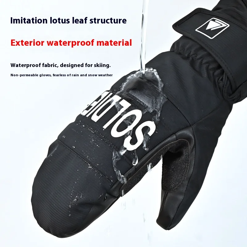 Winter Ski Gloves Built-In Wrist Guard Wear-Resistant Waterproof Windproof Warm for Running Hiking Snowboarding Snowmobiling