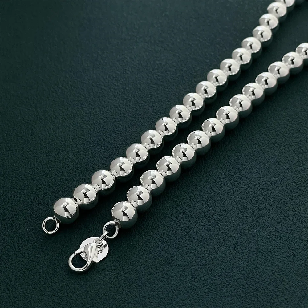 

925 sterling silver jewelry, hot selling 8mm Buddha beads necklace, 40-50cm, simple and elegant gift