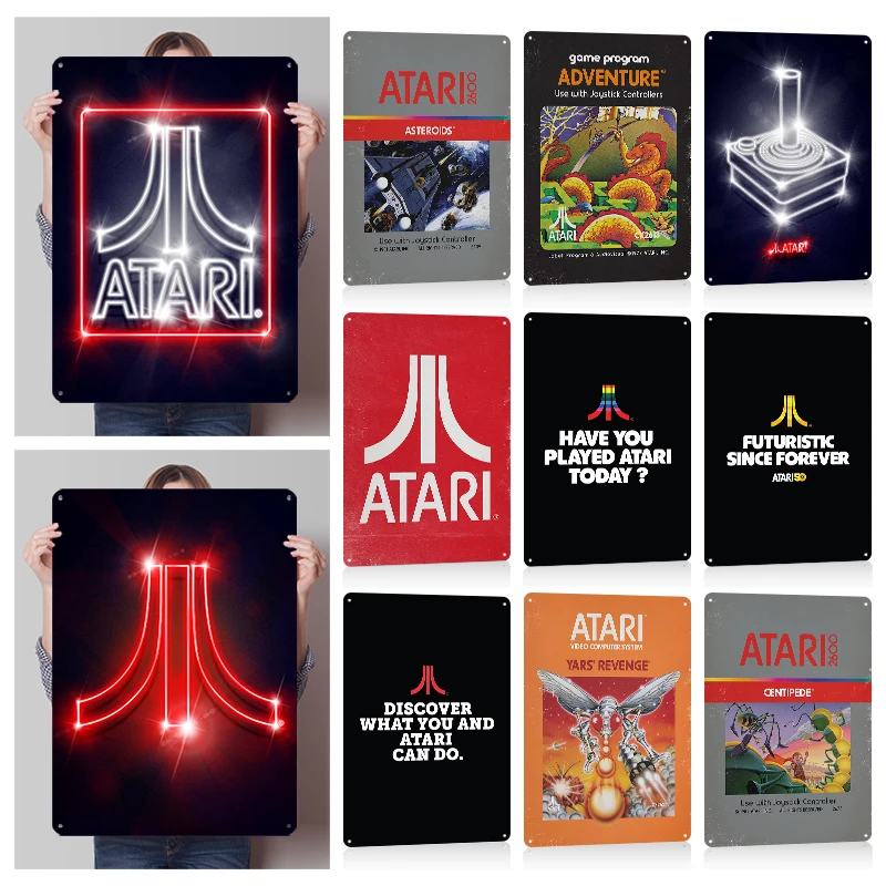 Atari Metal Posters Customizable Wall Art Vintage Metal Signs Retro Tinplate for Fans Setup Decorations Gaming Decoration Room