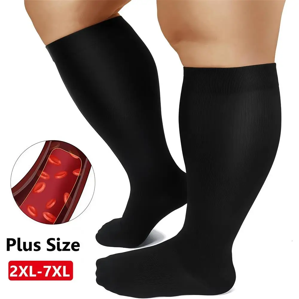 

1 пара 20-30 мм рт. ст., мужские и женские большие размеры 2XL-7XL, поддерживающие варикозное расширение вен, компрессионные чулки для занятий спортом, бегом, йогой