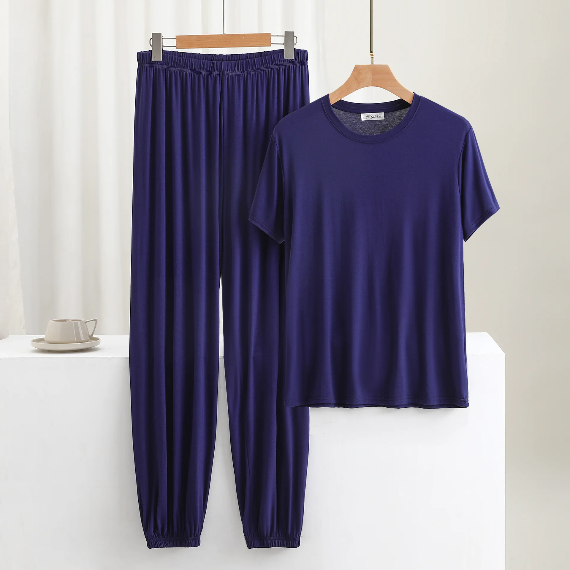 

Pyjamas Homme New Modal Short Sleeve Long Pant Set Casual Summer Men's Pajamas Comfort Sleepwear Home Clothing Man Nightwear